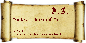 Mentzer Berengár névjegykártya